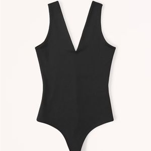 Abercrombie & Fitch Bodysuit Double-Layered Seamless Fabric V-Neck Bodysuit
